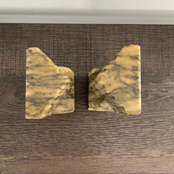 Vintage | Mayan Aztec Carved Stone Marble Bookends Tiki Books Boho MCM Decor Set - Picture 7 of 7